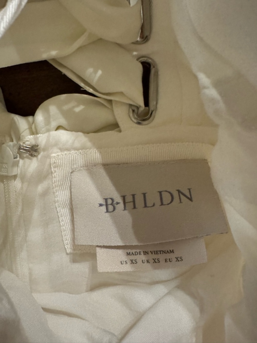 BHLDN Ivory Off-the-Shoulder Mini Dress with Knotted Sleeves - Picture 9 of 11